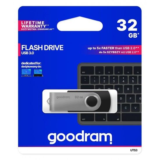 GOODRAM UTS3 USB FLASH DRIVE 32 GB USB TYPE-A 3.2 GEN 1 (3.1 GEN 1) BLACK