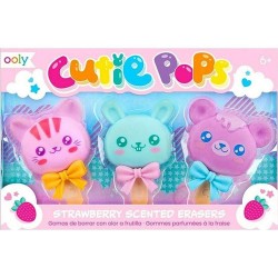 OOLY 112-090 CUTIE POPS STRAWBERRY SCENTED ERASERS - ΣΕΤ ΤΩΝ 3